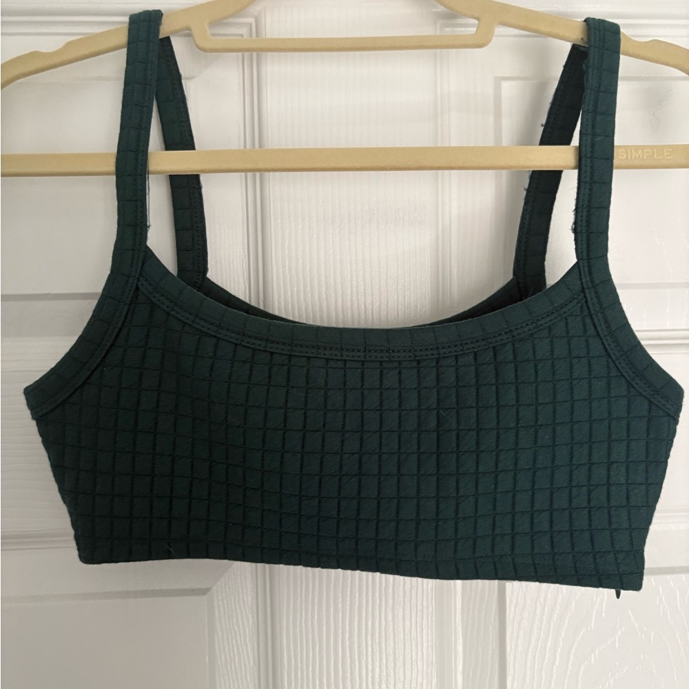 Princess Polly Dark Green Textured Square-Neck Crop Top - Picture 2 of 4